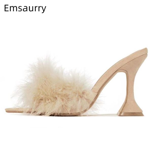 fur feather gladiator sandals women luxury suede point toe open toe unique goblet heel 2021 summer high heel shoes woman, Black
fur feather gladiator sandals women luxury suede point toe open toe unique goblet heel 2021 summer high heel shoes woman, Black