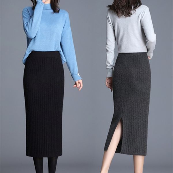 autumn winter women long skirt elastic waist warm knitted straight slim elegant black pencil skirts faldas jupe femme 210608
autumn winter women long skirt elastic waist warm knitted straight slim elegant black pencil skirts faldas jupe femme 210608