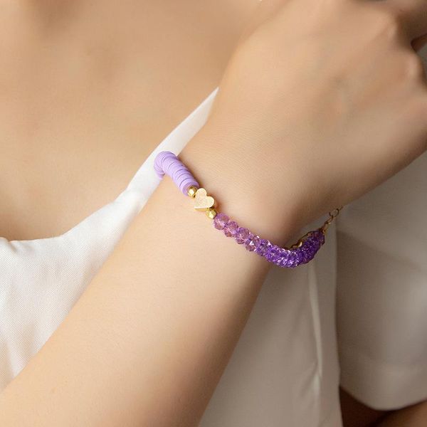 charm bracelets 2021 retro fashion purple crystal beaded round soft ceramic gold color heart bracelet for women simple hand jewelry gifts, Golden;silver
charm bracelets 2021 retro fashion purple crystal beaded round soft ceramic gold color heart bracelet for women simple hand jewelry gifts, Golden;silver