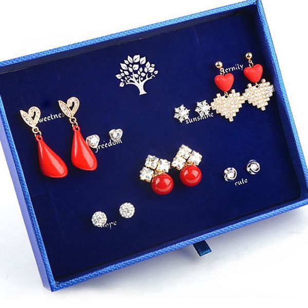 new korean s925 silver needle earrings red element fashion jewelry earrings set, Black
new korean s925 silver needle earrings red element fashion jewelry earrings set, Black