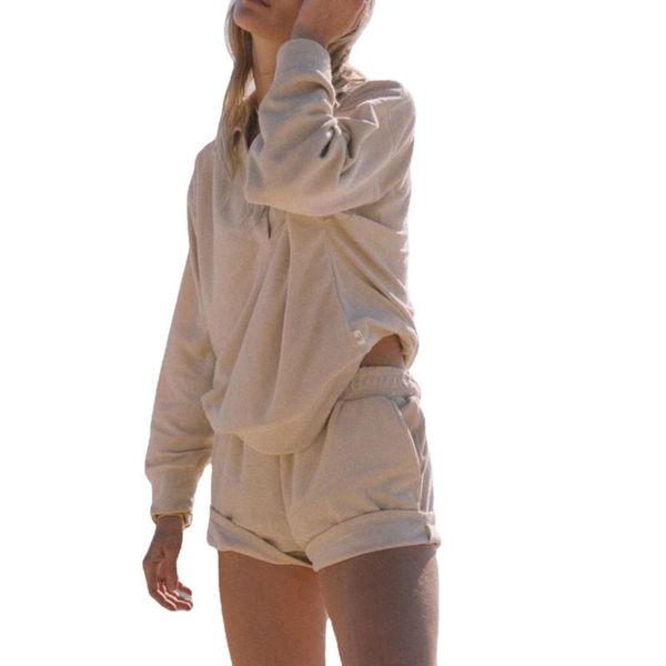 women's tracksuits suits with shorts 2021 autumn style lapel solid color fashion pullover foreign trade casual sweater two-piece suit, Gray
women's tracksuits suits with shorts 2021 autumn style lapel solid color fashion pullover foreign trade casual sweater two-piece suit, Gray