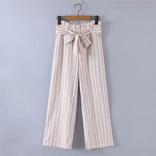 women's pants & capris merodi women fashion striped print summer high waist long with belt chic lady casual pleated trousers, Black;white
women's pants & capris merodi women fashion striped print summer high waist long with belt chic lady casual pleated trousers, Black;white