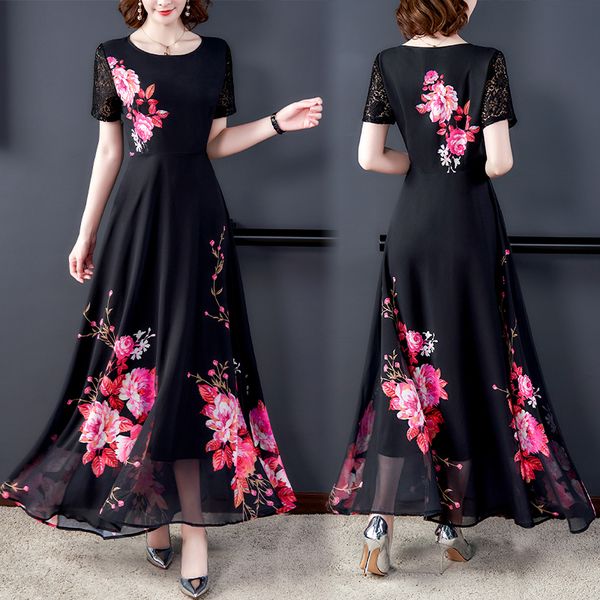 2021 black summer women fashion slim printing long new short sleeve chiffon flower pdji, Black;gray
2021 black summer women fashion slim printing long new short sleeve chiffon flower pdji, Black;gray