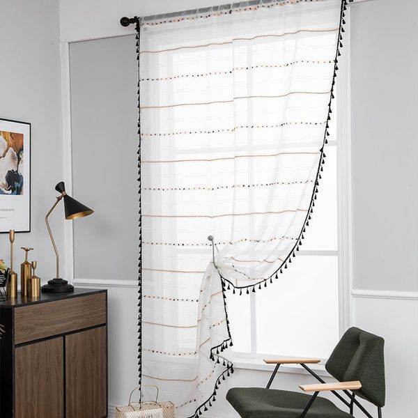 curtain & drapes wear rod curtains colorful striped white tulle geometry elegant transparent tassel home textile products 1 pc
curtain & drapes wear rod curtains colorful striped white tulle geometry elegant transparent tassel home textile products 1 pc