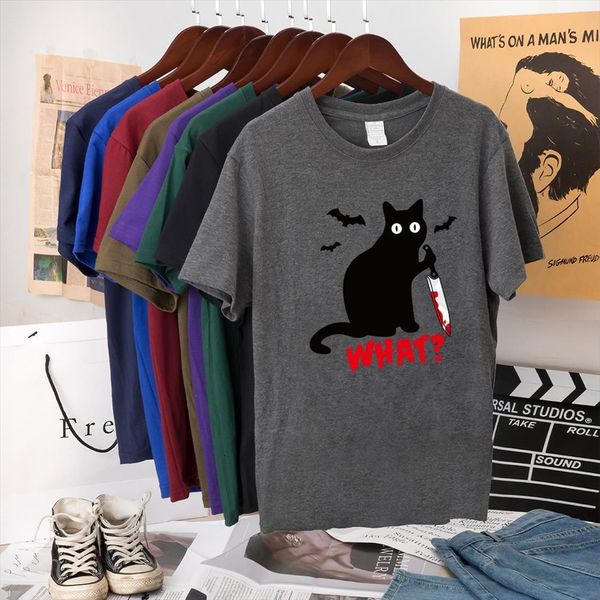 black cat what murderous womens knife funny short sleeve halloween tees femme camisetas verano mujer, White
black cat what murderous womens knife funny short sleeve halloween tees femme camisetas verano mujer, White