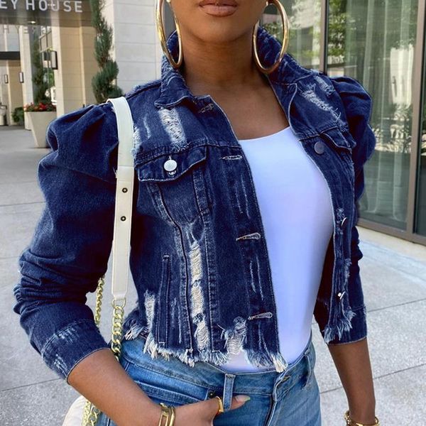women's jackets autumn women ripped denim 2021 vintage casual short jean jacket puff sleeve winter female coat streetwear harajuku, Black;brown
women's jackets autumn women ripped denim 2021 vintage casual short jean jacket puff sleeve winter female coat streetwear harajuku, Black;brown