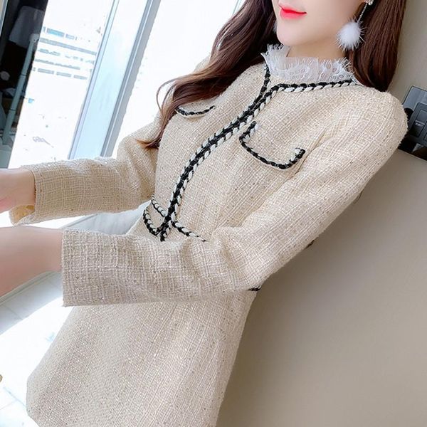 casual dresses 2021 autumn winter fashion women tweed dress long sleeve vintage lace webbing sequin, Black;gray
casual dresses 2021 autumn winter fashion women tweed dress long sleeve vintage lace webbing sequin, Black;gray