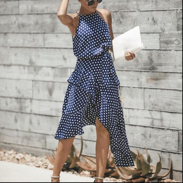 dress 2021 polka dot print halter lacing up irregular ruffles dot dress vestidos de fiesta drop shipping, Black;gray
dress 2021 polka dot print halter lacing up irregular ruffles dot dress vestidos de fiesta drop shipping, Black;gray