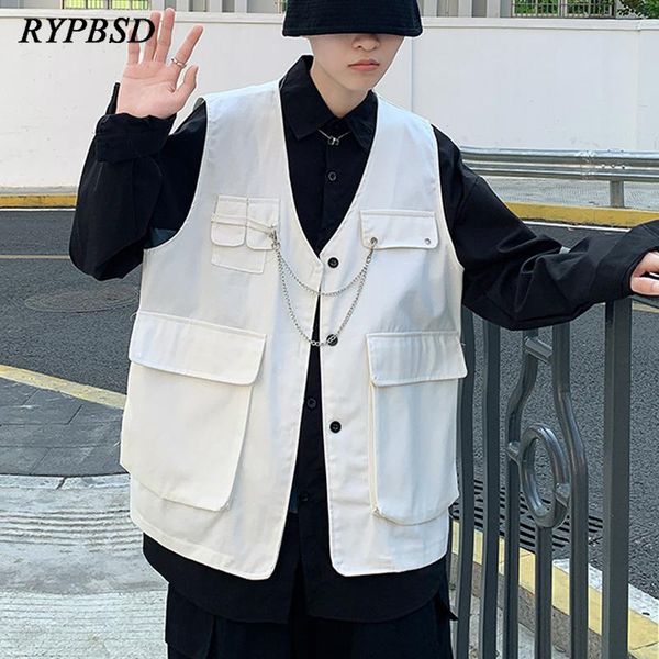 men's vests cargo vest men jacket 2021 fashion korean loose autumn streetwear hip hop pocket chain black v-neck short sleeveless coat, Black;white
men's vests cargo vest men jacket 2021 fashion korean loose autumn streetwear hip hop pocket chain black v-neck short sleeveless coat, Black;white