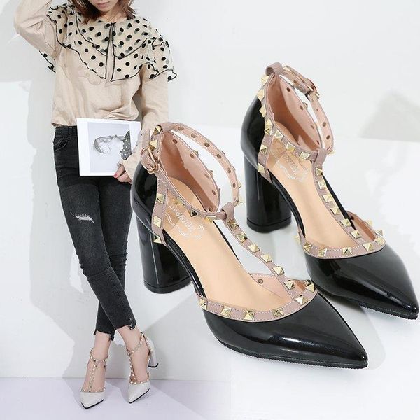 summer woman pumps high heels breathable rivet t shoes women sandals dress shoes office square heel mujer ladies 35-43, Black
summer woman pumps high heels breathable rivet t shoes women sandals dress shoes office square heel mujer ladies 35-43, Black