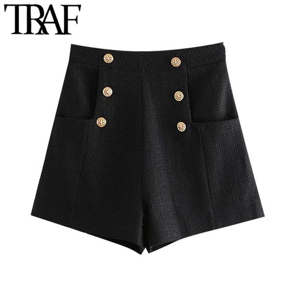traf women chic fashion with metal button tweed bermuda shorts vintage high waist side zipper female short pants mujer 210301, White;black
traf women chic fashion with metal button tweed bermuda shorts vintage high waist side zipper female short pants mujer 210301, White;black