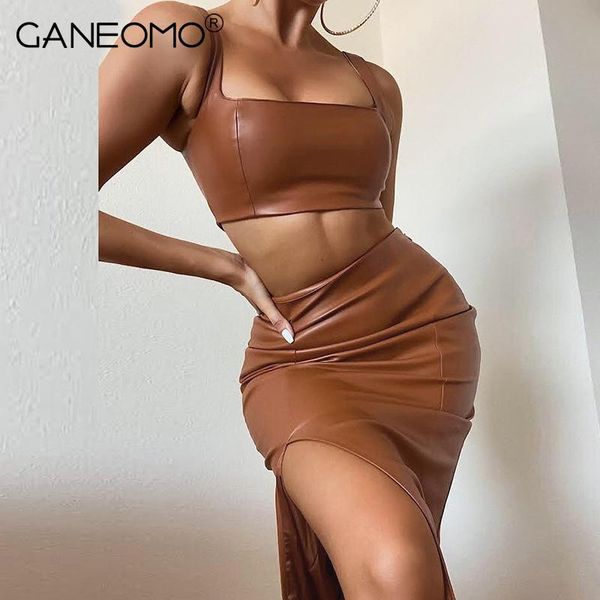 work dresses vacation outfits pu leather long dress set women sleveeless tanks crop bodycon skirts suits party club two piece sets, White;black
work dresses vacation outfits pu leather long dress set women sleveeless tanks crop bodycon skirts suits party club two piece sets, White;black