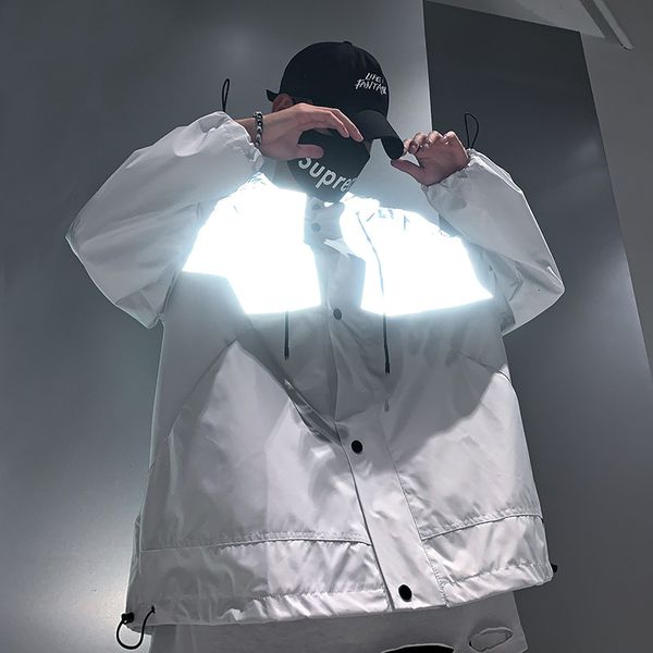autumn hooded reflective coat men's personality hip hop handsome loose and versatile fashion brand et, Black;brown
autumn hooded reflective coat men's personality hip hop handsome loose and versatile fashion brand et, Black;brown