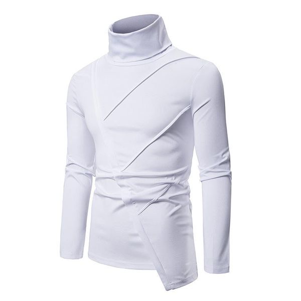 men's casual shirts dark slim high-neck irregular long-sleeved t-shirt bottoming shirt, White;black
men's casual shirts dark slim high-neck irregular long-sleeved t-shirt bottoming shirt, White;black
