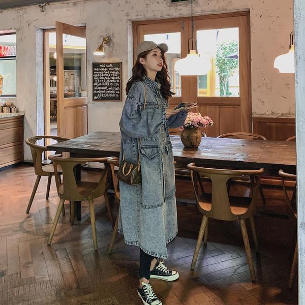 women's jackets autumn heavy work denim windbreaker knee length korean version loose and versatile large waitmore coat, Black;brown
women's jackets autumn heavy work denim windbreaker knee length korean version loose and versatile large waitmore coat, Black;brown