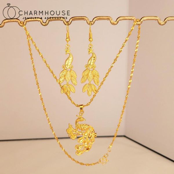 earrings & necklace 24k yellow gold color jewelry sets for women long peacock pendant 2pcs wedding accessories bijoux, Silver
earrings & necklace 24k yellow gold color jewelry sets for women long peacock pendant 2pcs wedding accessories bijoux, Silver