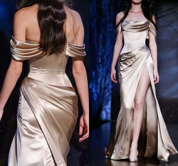 2021 new mermaid evening es long champagne gold satin off shoulder side split formal prom gown vestidos de noiva ffdb, Black;red
2021 new mermaid evening es long champagne gold satin off shoulder side split formal prom gown vestidos de noiva ffdb, Black;red