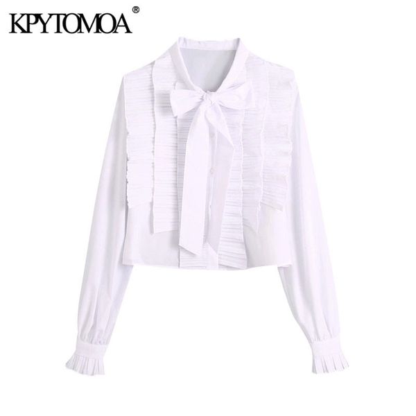 kpytomoa women fashion ruffled pleated cropped blouses vintage bow tied collar long sleeve female shirts blusas chic 210225, White
kpytomoa women fashion ruffled pleated cropped blouses vintage bow tied collar long sleeve female shirts blusas chic 210225, White