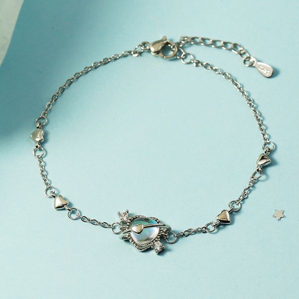 925 sterling silver link chain moonstone heart charm bracelet for women girls girlfriend wedding gift puseira sl472, Black
925 sterling silver link chain moonstone heart charm bracelet for women girls girlfriend wedding gift puseira sl472, Black