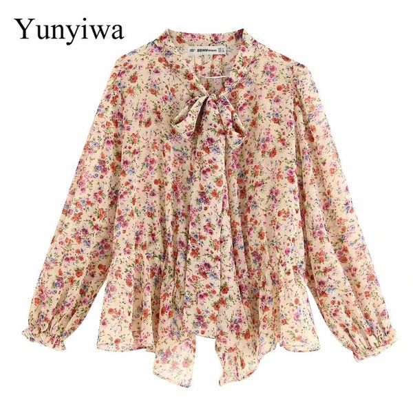 women's blouses & shirts women fashion small floral print chiffon shirt irregular hem bow collar roupas femininas chemise, White
women's blouses & shirts women fashion small floral print chiffon shirt irregular hem bow collar roupas femininas chemise, White