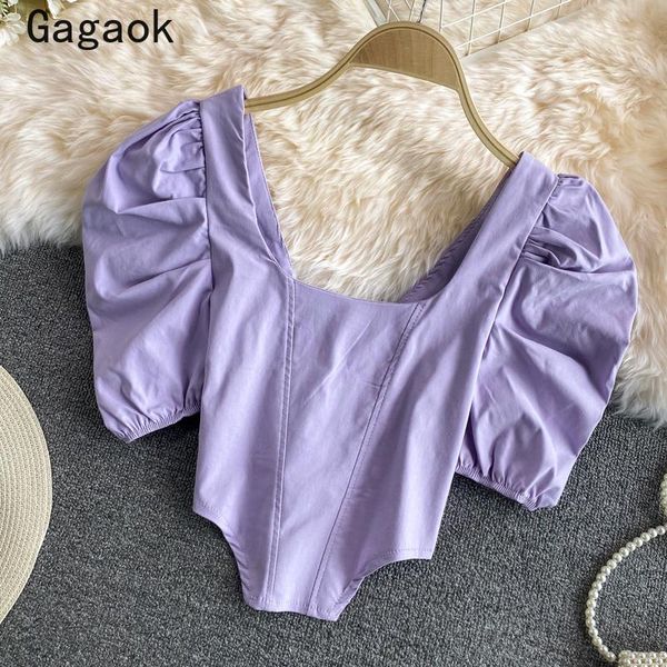 women's blouses & shirts gagaok blouse women 2021 summer square collar puff sleeve solid banage slim fashion chic wild korean, White
women's blouses & shirts gagaok blouse women 2021 summer square collar puff sleeve solid banage slim fashion chic wild korean, White