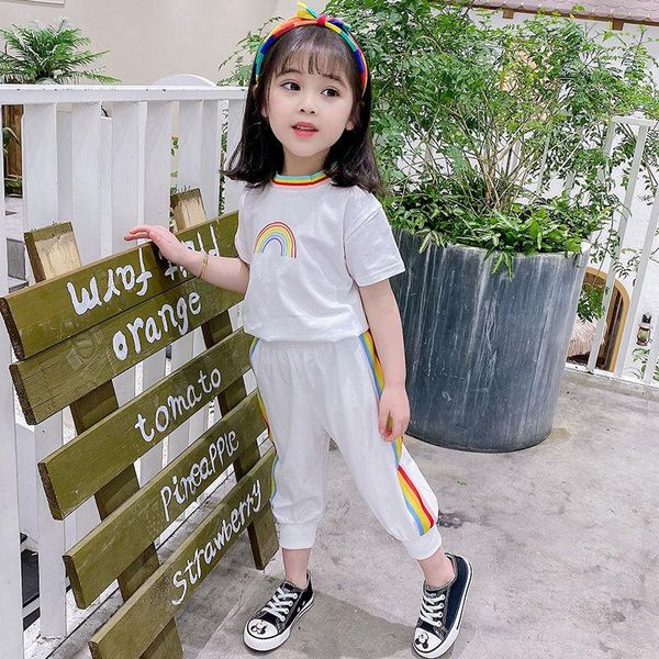 clothing sets toddler girls clothes rainbow print t-shirt + pants suit set outfit children costumes for, White
clothing sets toddler girls clothes rainbow print t-shirt + pants suit set outfit children costumes for, White