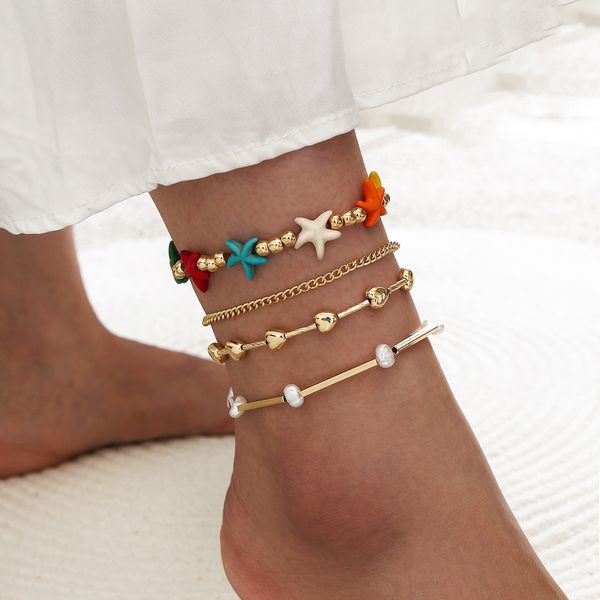 bohemian summer seaside holiday colorful starfish handmade beaded love shaped imitation pearl chain 4 sets, Red;blue
bohemian summer seaside holiday colorful starfish handmade beaded love shaped imitation pearl chain 4 sets, Red;blue