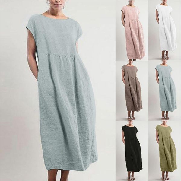 sagace summer solid sleeveless womens dresses o neck maxi pockets linen loose baggy kaftan long, Black;gray
sagace summer solid sleeveless womens dresses o neck maxi pockets linen loose baggy kaftan long, Black;gray