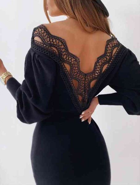 autumn backless lace women dresses patchwork v neck lantern long sleeve bodycon party dress, Black;gray
autumn backless lace women dresses patchwork v neck lantern long sleeve bodycon party dress, Black;gray