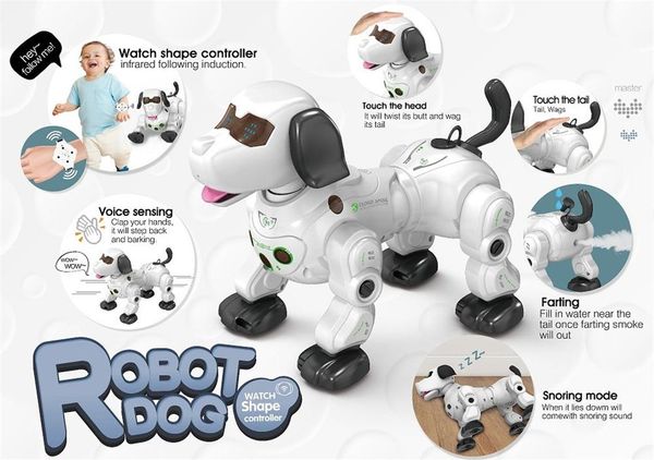 2020 777-602S New Remote Control Smart Robot Dog 2.4G Wireless Kids Toy Intelligent Talking Robot Dog, White
2020 777-602S New Remote Control Smart Robot Dog 2.4G Wireless Kids Toy Intelligent Talking Robot Dog, White