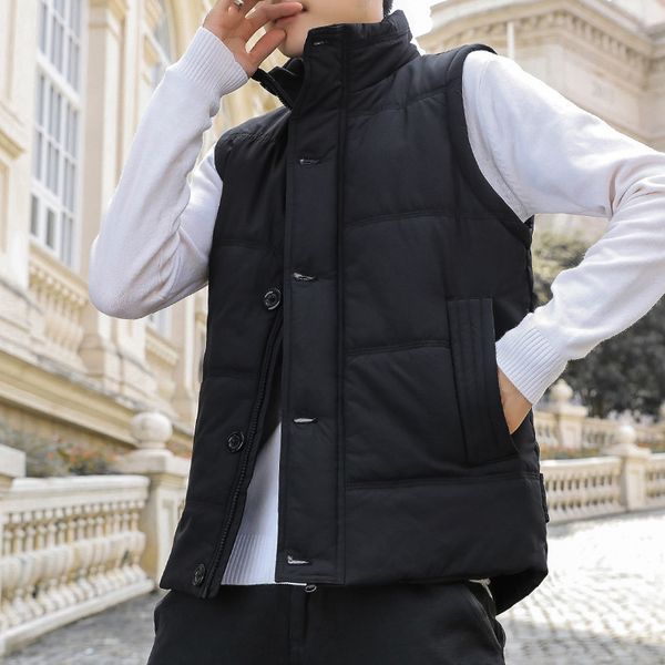 autumn and winter new korean fashion warm down cotton jacket vest men's waistcoat, Black;white
autumn and winter new korean fashion warm down cotton jacket vest men's waistcoat, Black;white