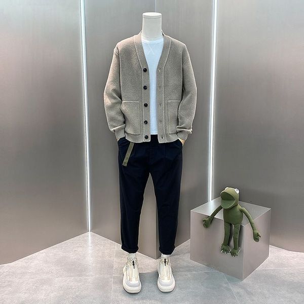 cardigans men knitted sweater fashion autumn long sleeve loose coat casual button v neck solid eao3, White;black
cardigans men knitted sweater fashion autumn long sleeve loose coat casual button v neck solid eao3, White;black