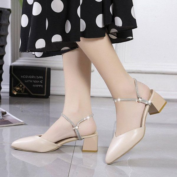 sandals summer style women's thick heel mid-heel pointed toe back breathable comfortable shoes, Black
sandals summer style women's thick heel mid-heel pointed toe back breathable comfortable shoes, Black