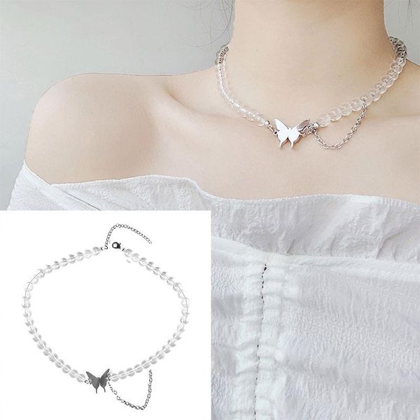 new short pearl rhinestones choker butterfly titanium steel simple all-match necklace for women girls party jewelry gifts, Silver
new short pearl rhinestones choker butterfly titanium steel simple all-match necklace for women girls party jewelry gifts, Silver