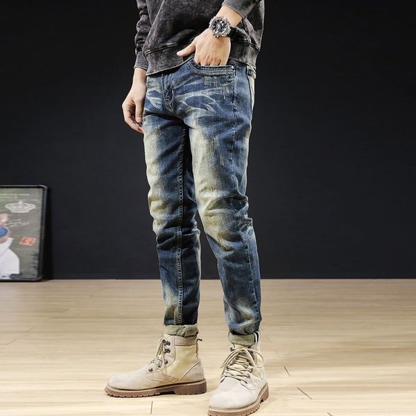 men's jeans italian style fashion men elastic cotton retro blue ripped denim trousers streetwear vintage designer slim fit long pa
men's jeans italian style fashion men elastic cotton retro blue ripped denim trousers streetwear vintage designer slim fit long pa