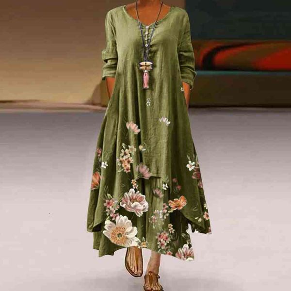 bohemian casual floral print women dress o neck long sleeve irregular loose summer beach, Black;gray
bohemian casual floral print women dress o neck long sleeve irregular loose summer beach, Black;gray