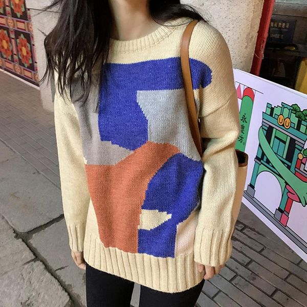 women's sweaters mid-length color matching sweater girls autumn and winter wild retro pullover knitted college style, White;black
women's sweaters mid-length color matching sweater girls autumn and winter wild retro pullover knitted college style, White;black