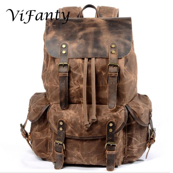 backpack travel for men & women,leather-waxed canvas shoulder rucksack, vintage style w lapspace multiple pockets
backpack travel for men & women,leather-waxed canvas shoulder rucksack, vintage style w lapspace multiple pockets