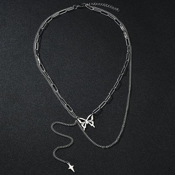 pendant necklaces double chain stainless steel necklace lovely silver color butterfly short women summer holiday romantic gift jewelry
pendant necklaces double chain stainless steel necklace lovely silver color butterfly short women summer holiday romantic gift jewelry