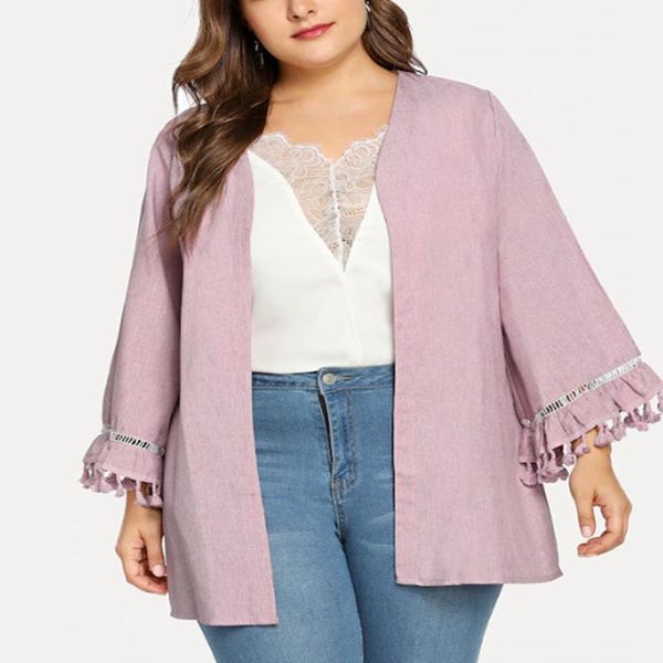 women's jackets autumn large size cardigan jacket 3xl-7xl fashion thin long sleeve fringed cuff, Black;brown
women's jackets autumn large size cardigan jacket 3xl-7xl fashion thin long sleeve fringed cuff, Black;brown