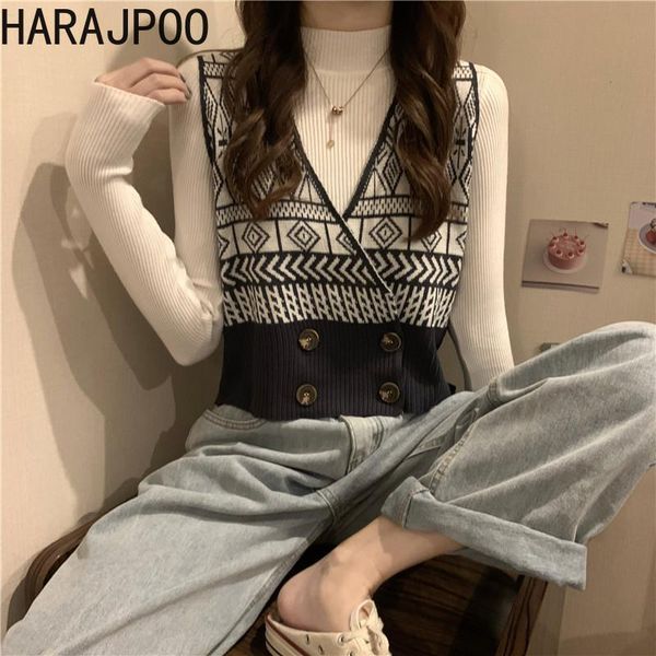 women's vests harajpoo vest sweater spring loose korean outer wear jacket retro printing v neck short sleeveless knit casual, Black;white
women's vests harajpoo vest sweater spring loose korean outer wear jacket retro printing v neck short sleeveless knit casual, Black;white