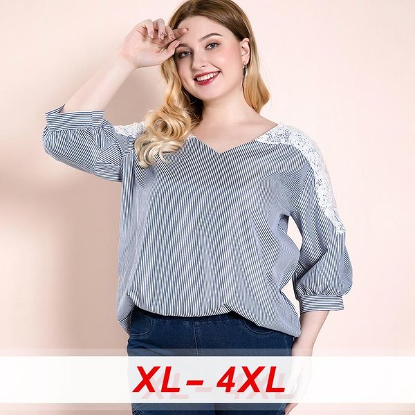 women's blouses & shirts hollow out lace striped patchwork 2021 spring five-point sleeve loose plus size womens shirt blouse office fem, White
women's blouses & shirts hollow out lace striped patchwork 2021 spring five-point sleeve loose plus size womens shirt blouse office fem, White