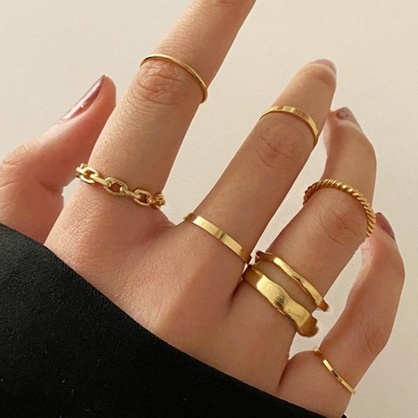 cluster rings design punk style gold twist chain set for women girls fashion hollow round thin finger female jewelry 2021, Golden;silver
cluster rings design punk style gold twist chain set for women girls fashion hollow round thin finger female jewelry 2021, Golden;silver