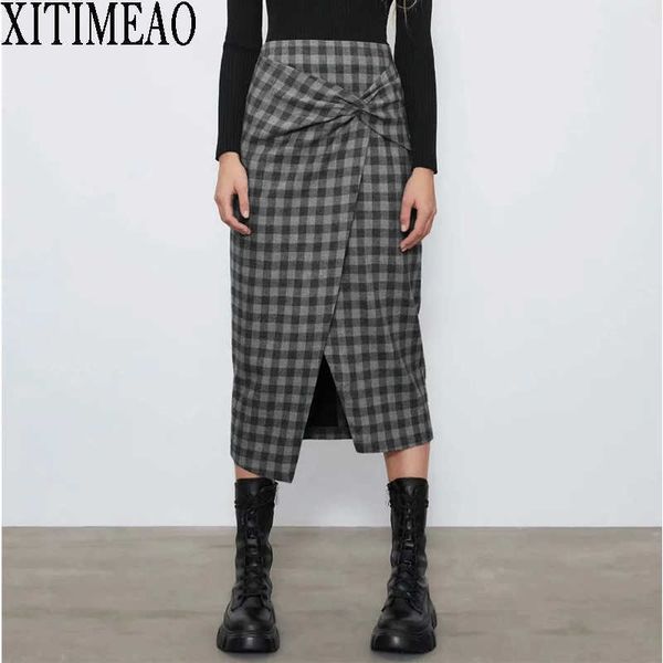 za autumn winter vintage plaid skirt women high waist package hip pencilskirt fold effect front split skirts 210602, Black
za autumn winter vintage plaid skirt women high waist package hip pencilskirt fold effect front split skirts 210602, Black