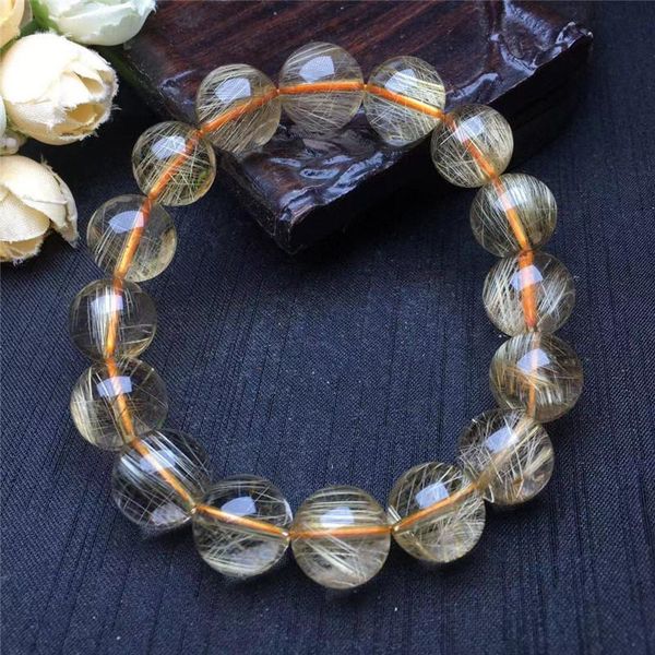 beaded, strands natural yellow hair titanium rutilated quartz crystal round beads bracelet for women stretch charm, Black
beaded, strands natural yellow hair titanium rutilated quartz crystal round beads bracelet for women stretch charm, Black