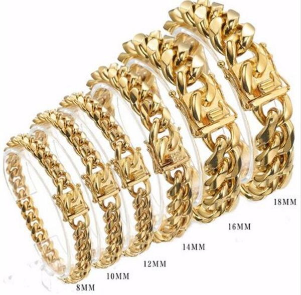 link, chain gold color stainless steel miami curb cuban link bracelet bangle 7-11 inches customized length for men 8/10/12/14/16/18mm, Black
link, chain gold color stainless steel miami curb cuban link bracelet bangle 7-11 inches customized length for men 8/10/12/14/16/18mm, Black