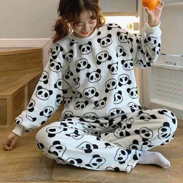 autumn winter women sweet pajama sets long sleeve and pants panda print cute coral fleece warm sleepwear girly soft, Black;red
autumn winter women sweet pajama sets long sleeve and pants panda print cute coral fleece warm sleepwear girly soft, Black;red