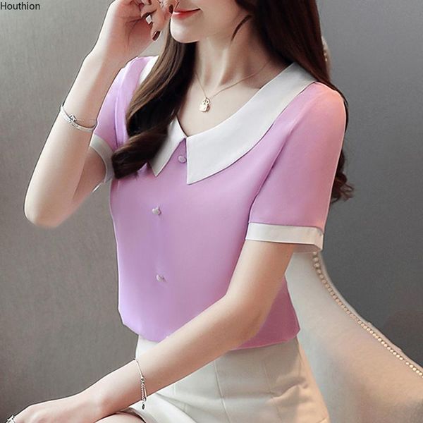 women's blouses & shirts chiffon slim blouse casual shirt fashion short sleeve button summer solid color houthion, White
women's blouses & shirts chiffon slim blouse casual shirt fashion short sleeve button summer solid color houthion, White