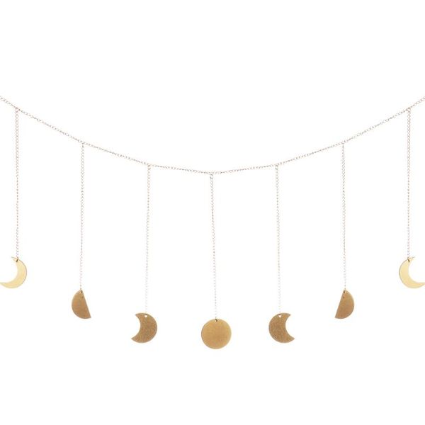 decorative objects & figurines r eclipse home decoration wall chain wood chip moon metal pendant