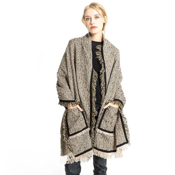 scarves women wool scarf with big pocket and tassel poncho brand winter warm thick female long oversized rectangle wrap shawls, Blue;gray
scarves women wool scarf with big pocket and tassel poncho brand winter warm thick female long oversized rectangle wrap shawls, Blue;gray